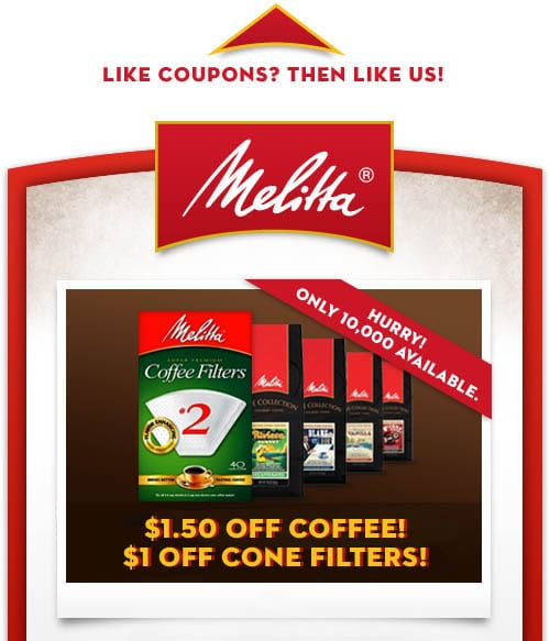 Melitta Coffee Filters: $1 and $1.50 off Printable Coupons- Hurry!