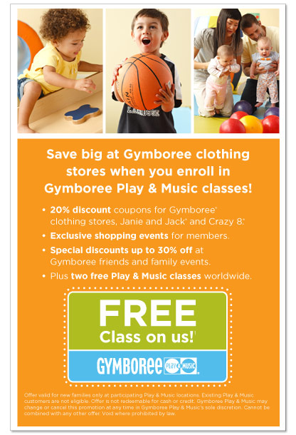 Gymboree FREE 1 Day Class Pass