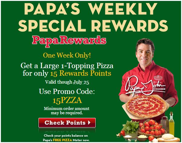 Papa John s Free Large Pizza With 15 Papa Rewards Points Mojosavings Papa John s Free Large Pizza With 15 Papa Rewards Points Mojosavings