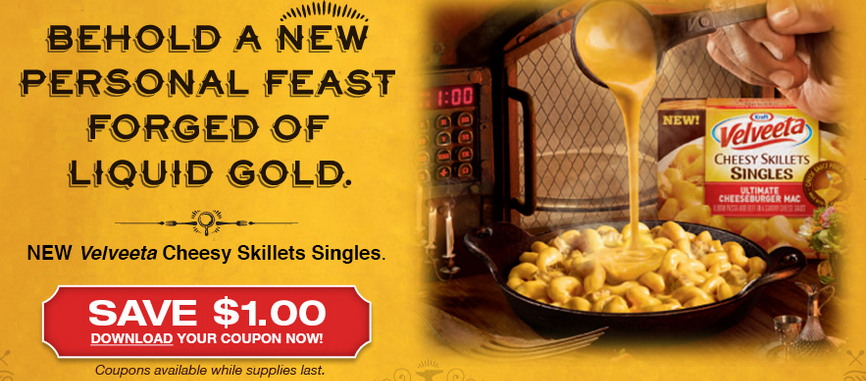 NEW $1/1 Velveeta Cheesy Skillets Singles Coupon! - Mojosavings.com