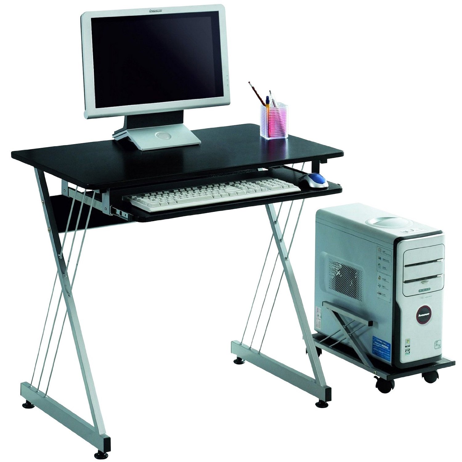 Sleek Black Office Computer Desk with Rollout Tray only 30.52 shipped