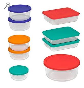 Pyrex 18-piece Storage set with multi-colored lids only $19.99 ...