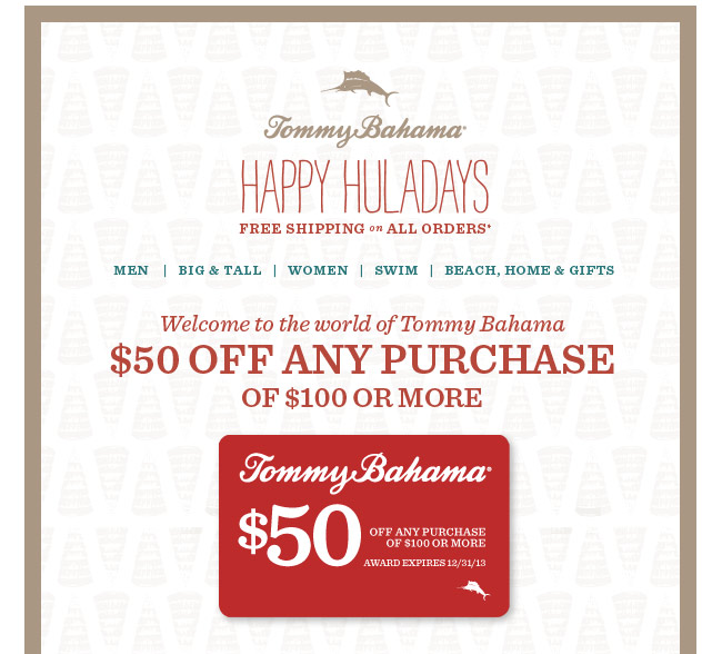 Tommy bahama 50 store off 100 coupon