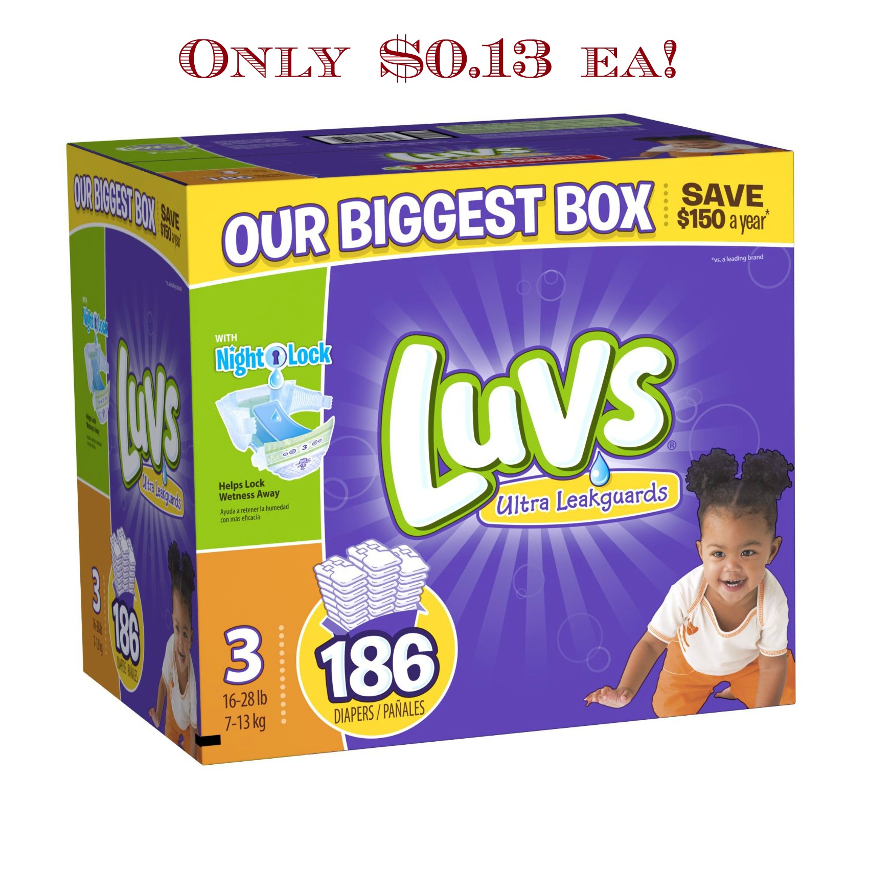 Luvs With Ultra Leakguards Diapers Box only 21.79 ea Shipped