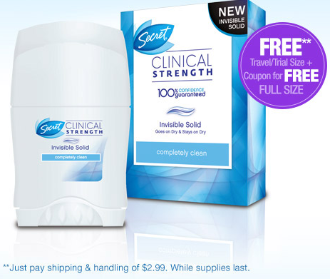 Secret Clinical Strength Travel Size + FREE Full Sized Product Coupon ...