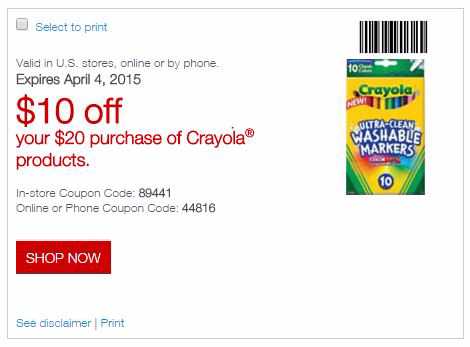 Staples Coupon: $10 off $20 Crayola Purchase - Mojosavings.com
