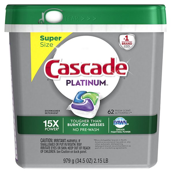 Amazon Cascade Platinum ActionPacs Dishwasher Detergent 62Count Packs