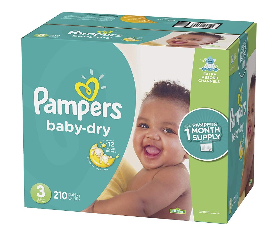 210 Count Size 3 Pampers Baby Dry Diapers $20.13 (REG $53.99