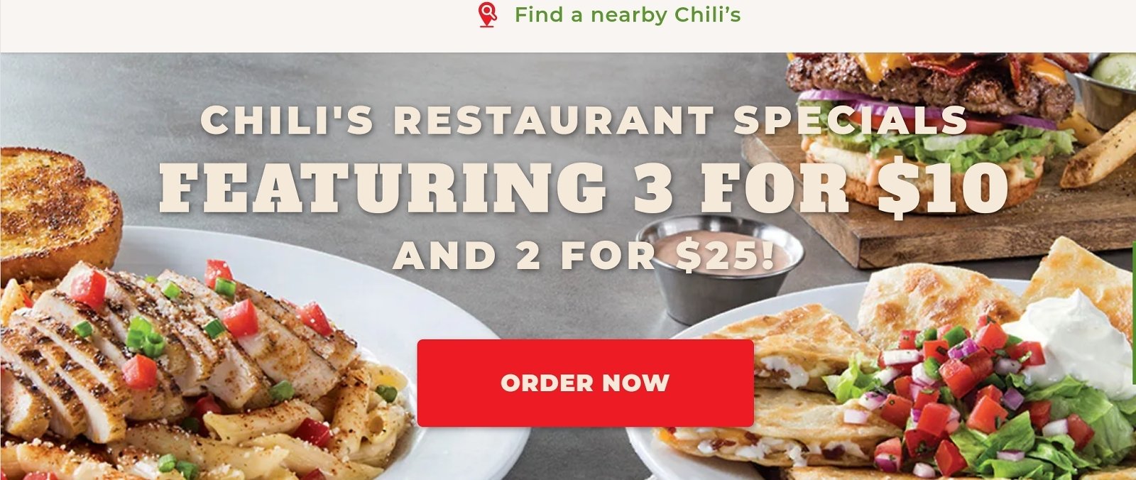 CHILI'S RESTAURANT SPECIALS FEATURING 3 FOR 10