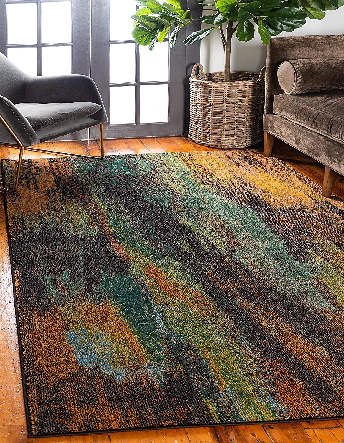 Unique Loom Jardin Collection Vibrant Abstract Multi Area Rug (6' 0 x 9 ...