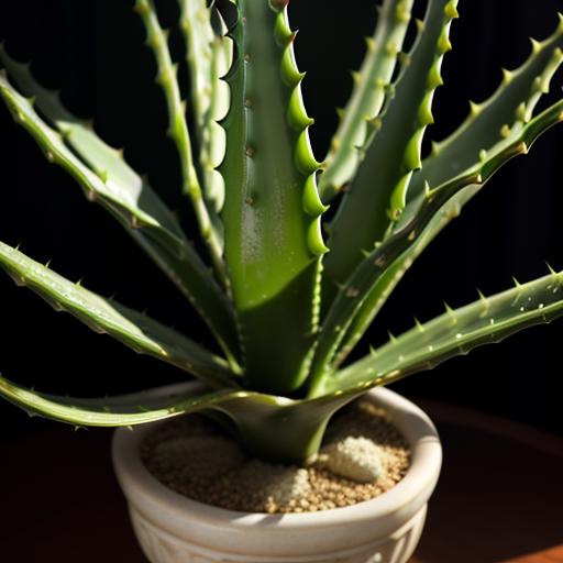 aloe vera plant in a dark room