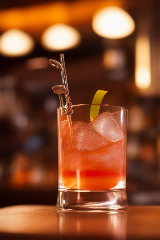 an old fashioned cocktail sitting on the bar